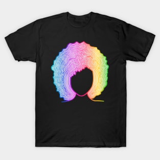 Rainbow afro line design T-Shirt